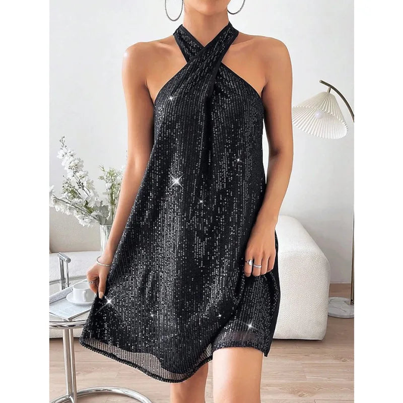 Starlit Serenade Halter Dress
