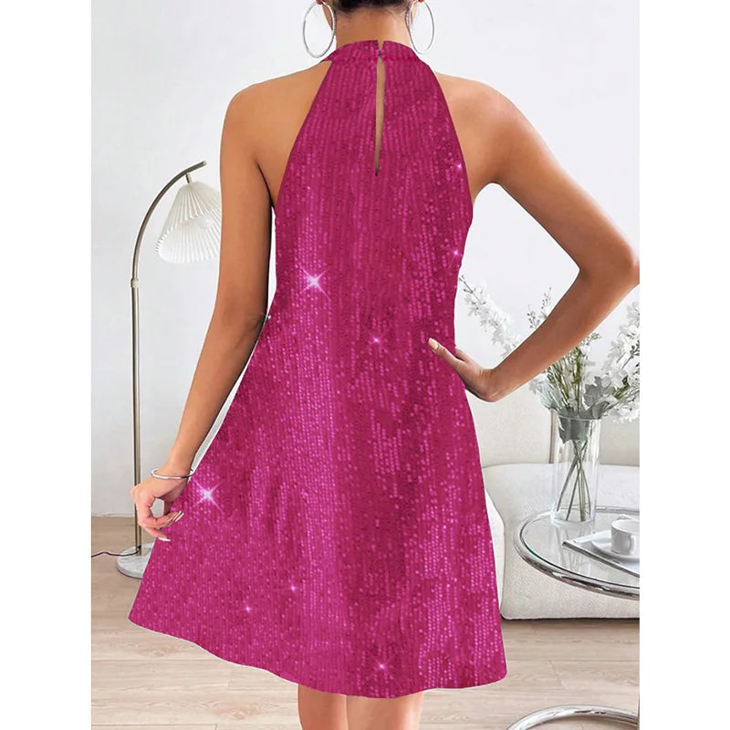 Starlit Serenade Halter Dress