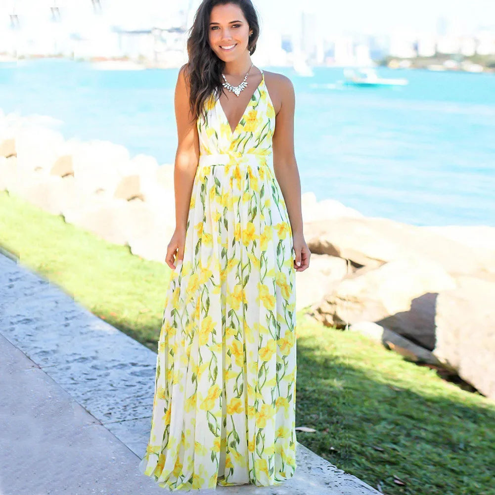The Havana Nights Maxi Dress - Lemon Print