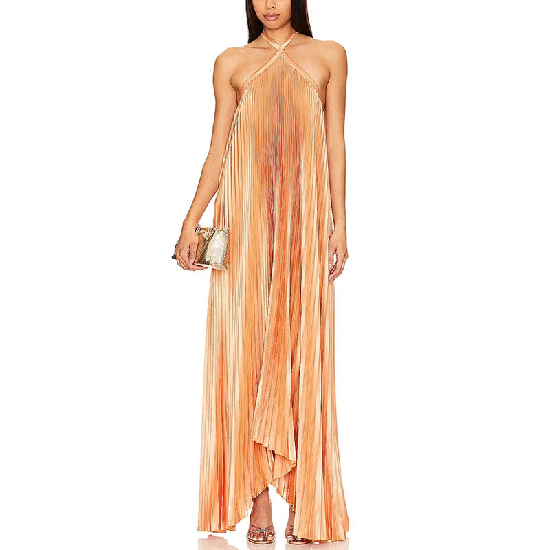 Pleated Halter Glow Dress