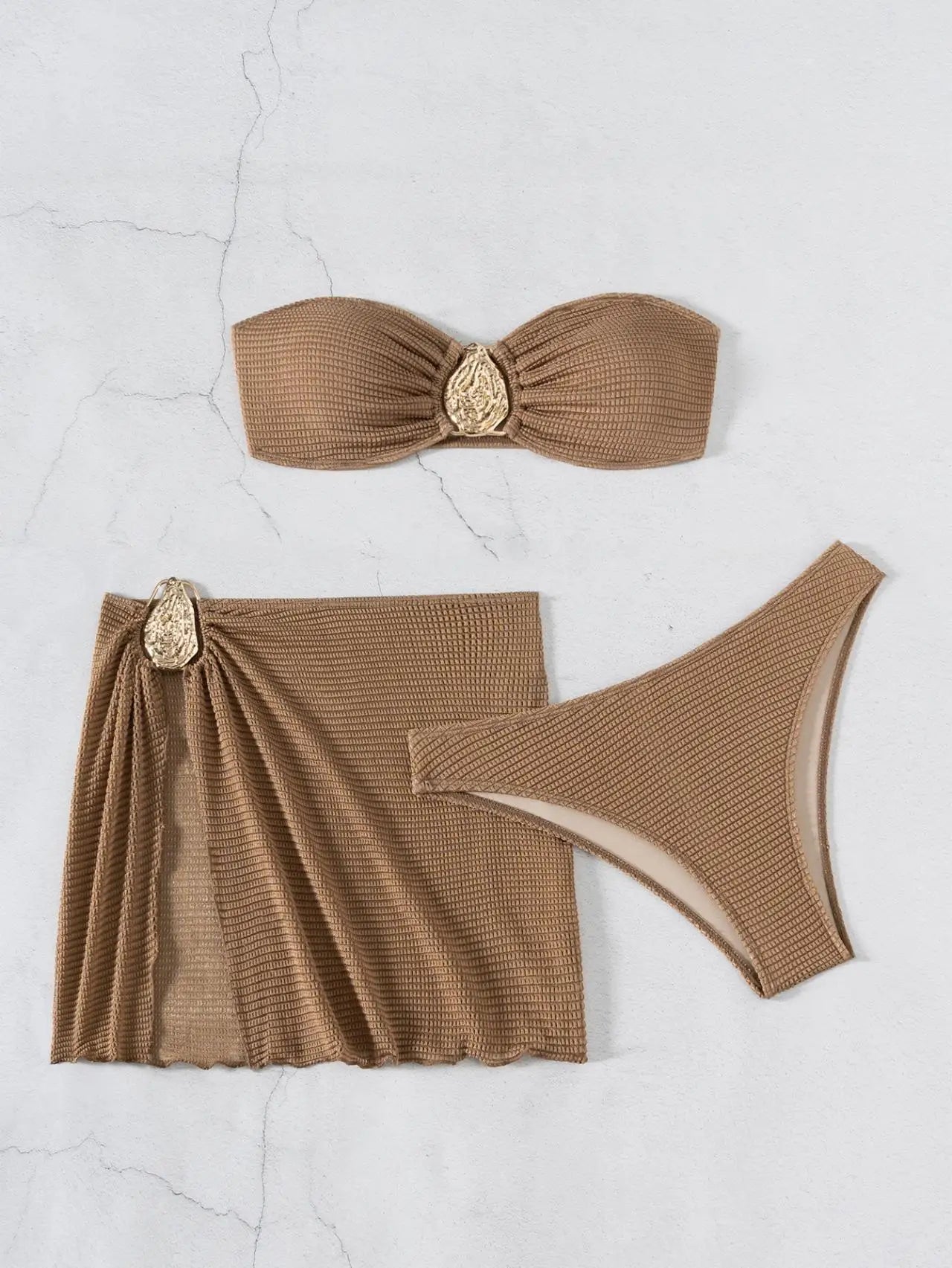 The Selene Set – 3 Piece Bandeau Bikini with Skirt