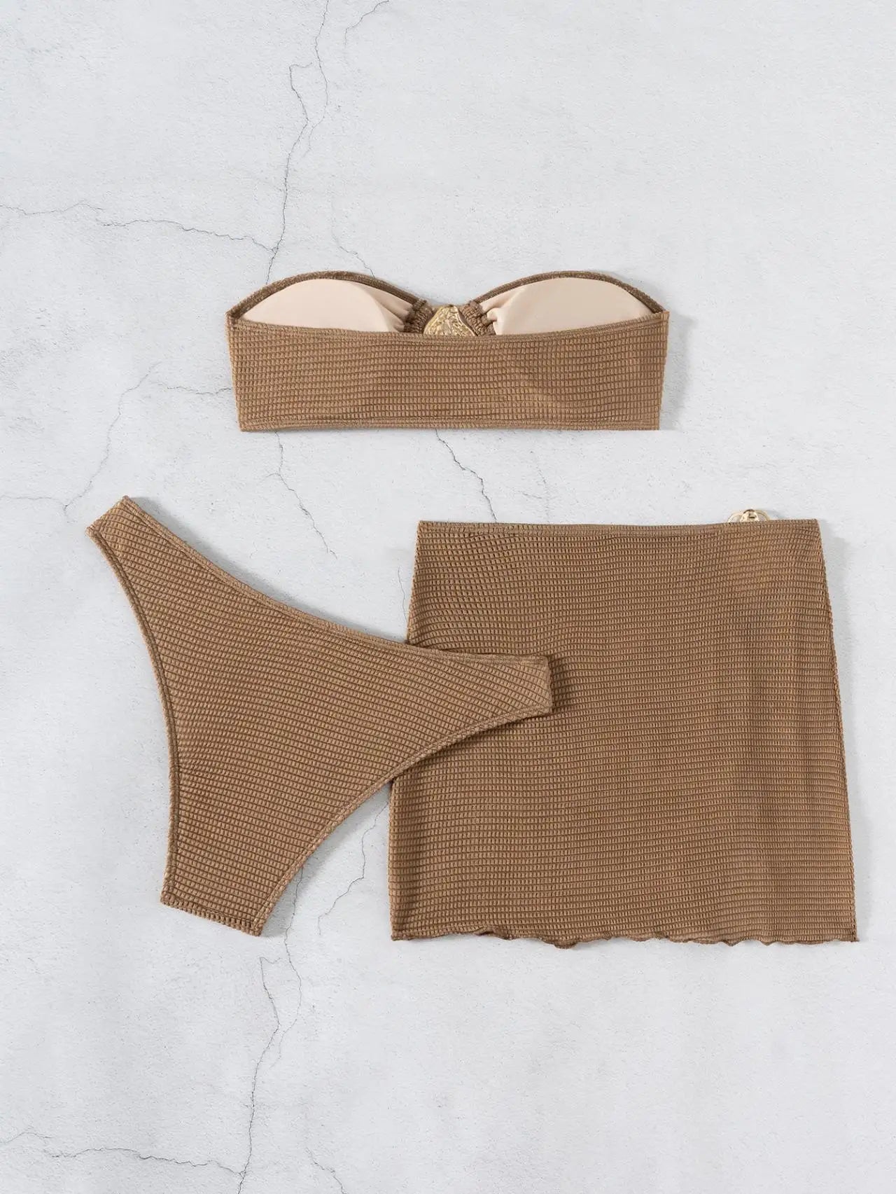 The Selene Set – 3 Piece Bandeau Bikini with Skirt