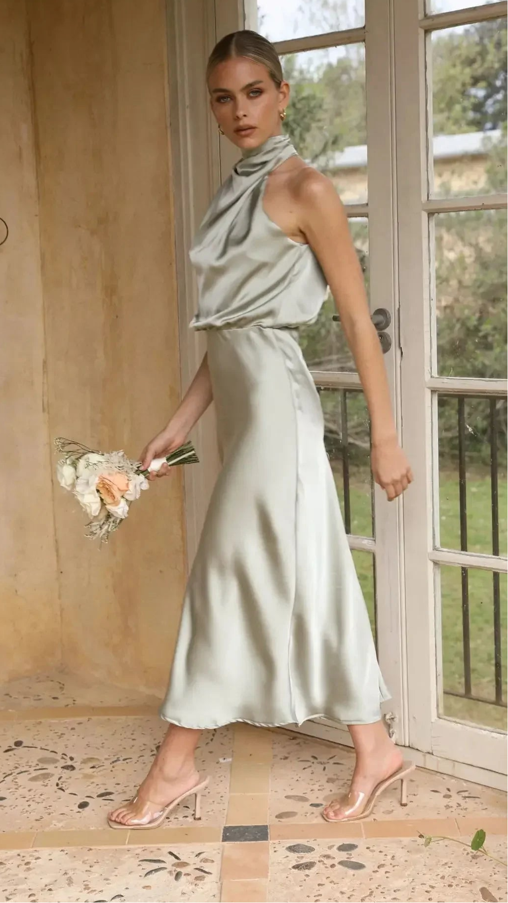 The Radiance One-Shoulder Satin Midi Dress