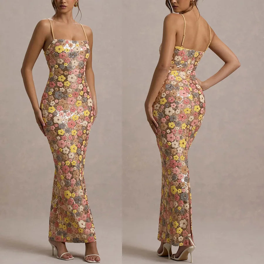 Midnight Bloom Sequin Maxi