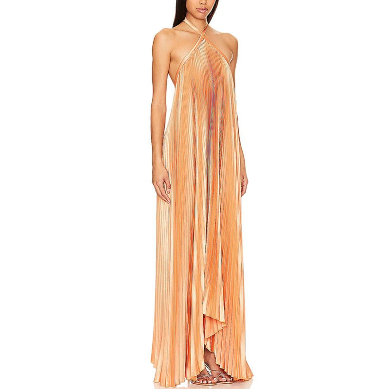 Pleated Halter Glow Dress