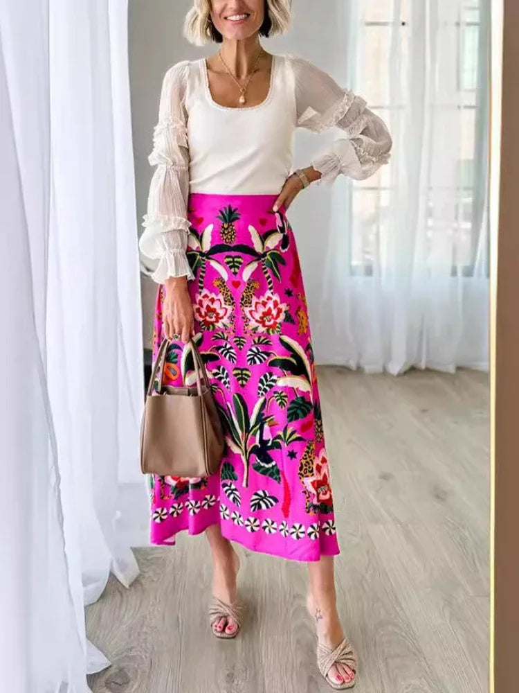 The Bianca Tropical Midi Skirt