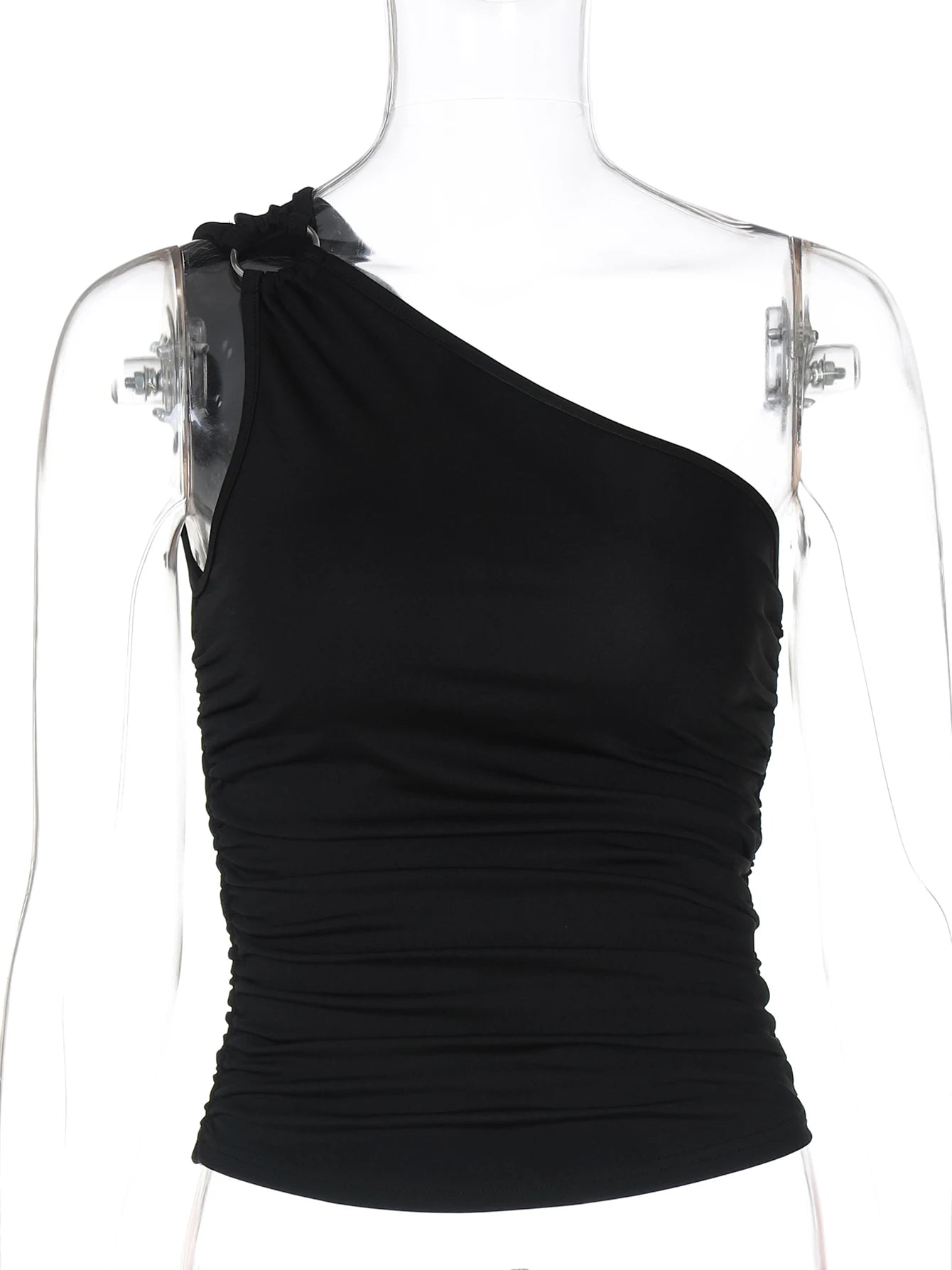 Solana One-Shoulder Ruched Crop Top