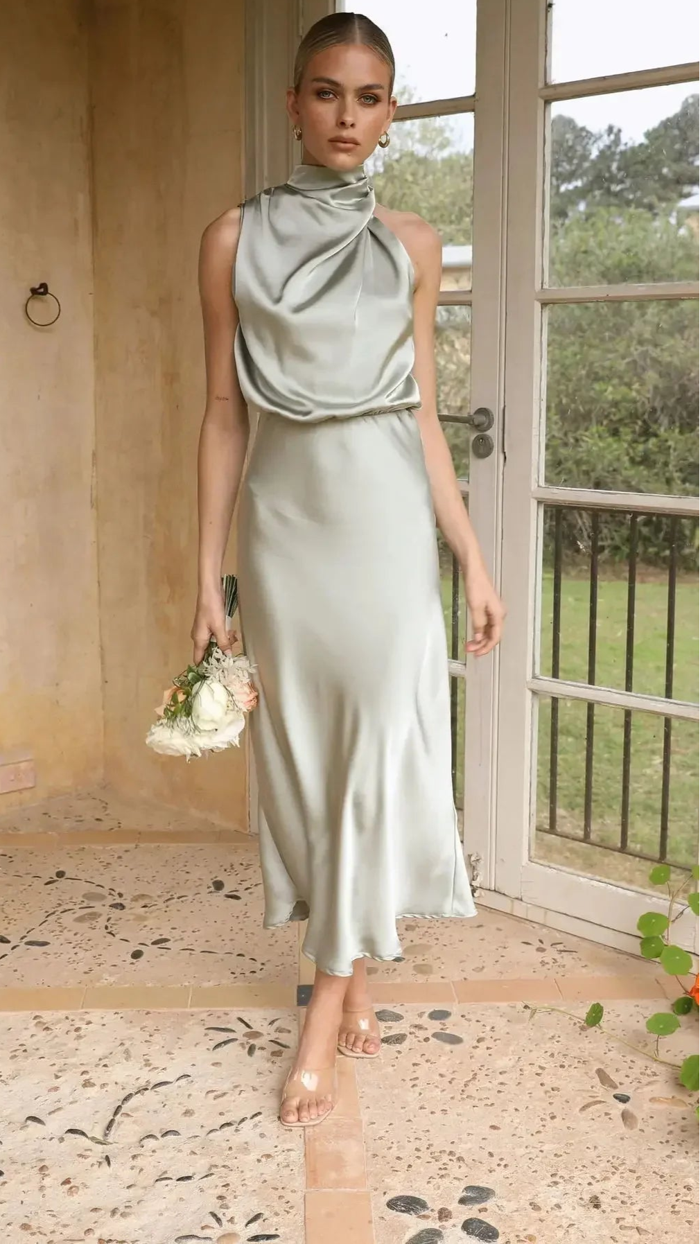 The Radiance One-Shoulder Satin Midi Dress