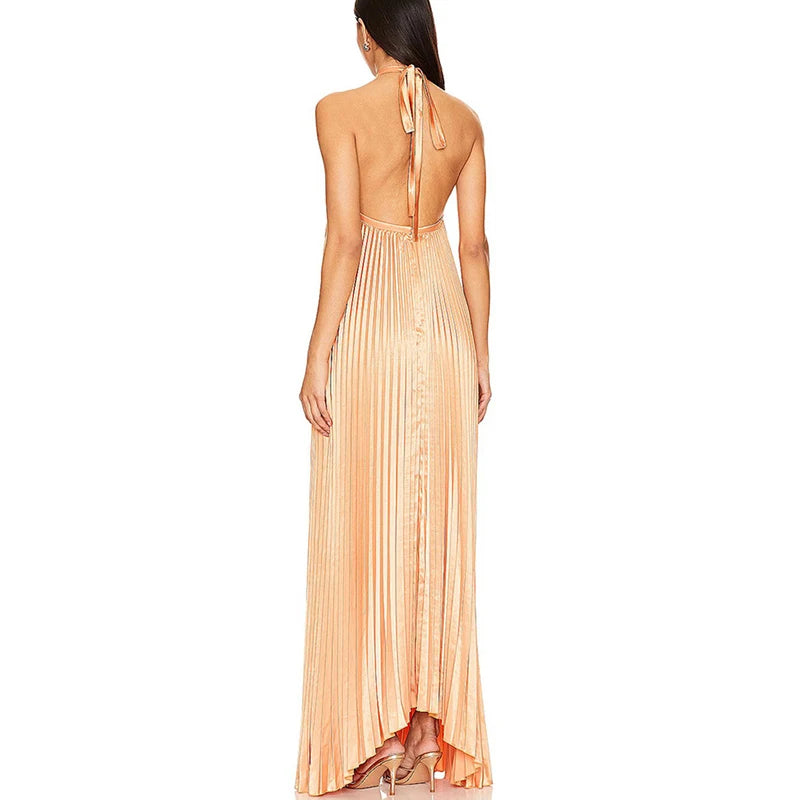 Pleated Halter Glow Dress