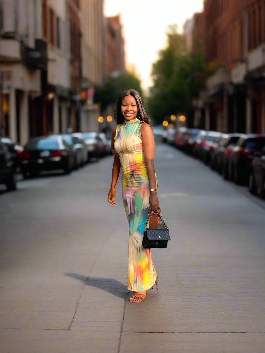 Euphoria Nights Colour Rush Bodycon Maxi