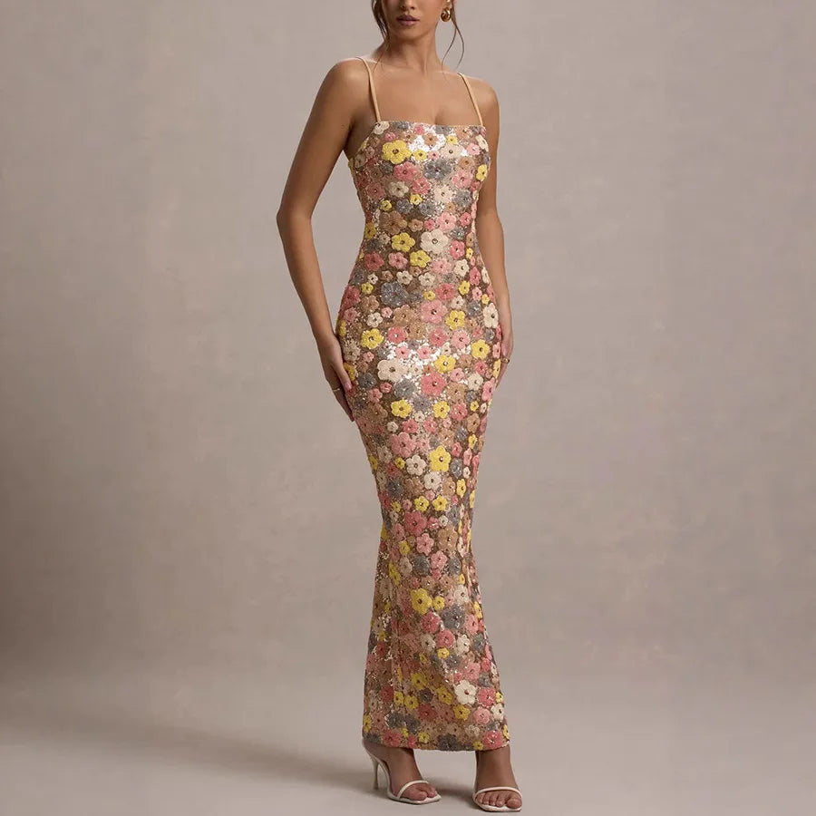 Midnight Bloom Sequin Maxi