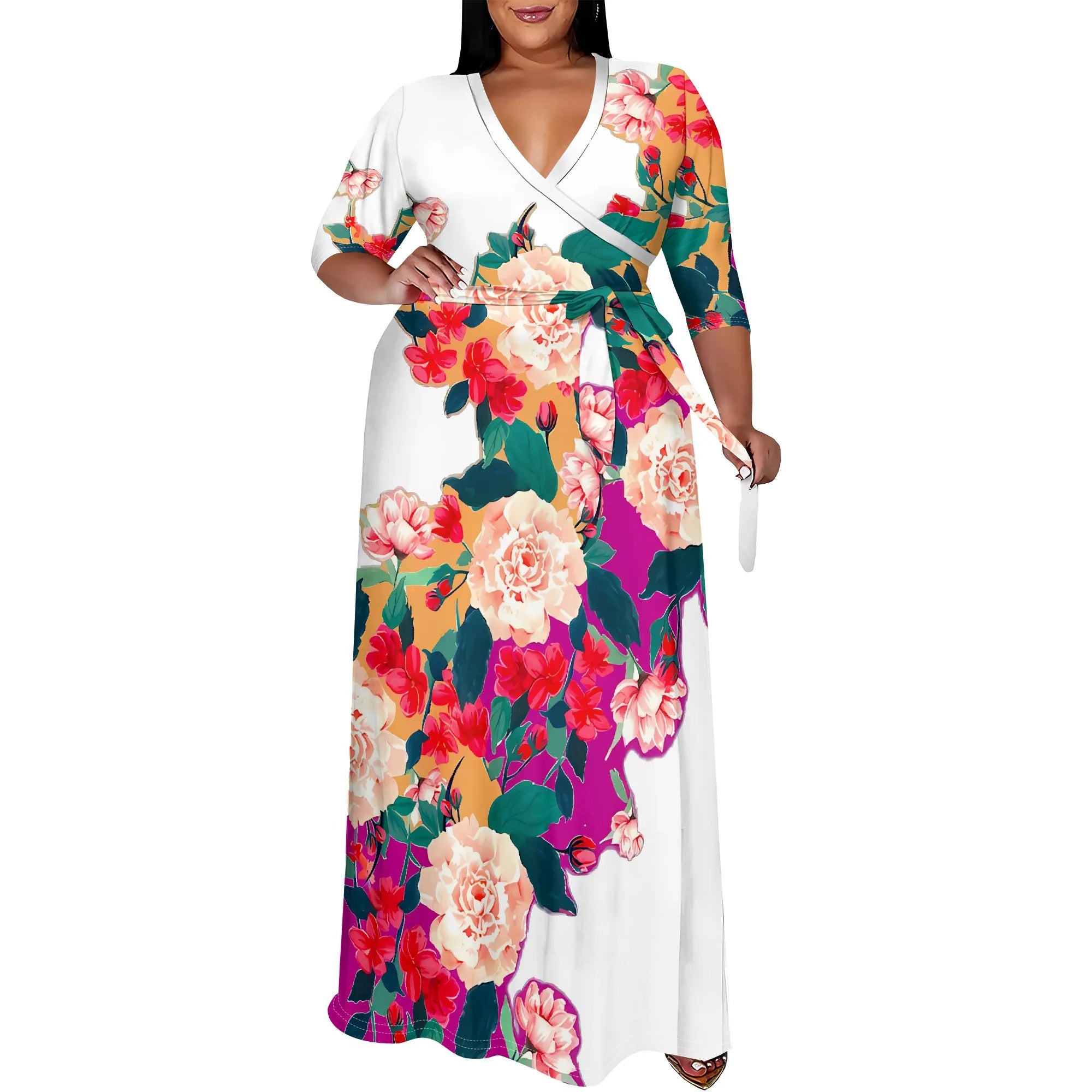 The Carmen Plus Size Wrap Maxi Dress